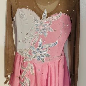Girls figure skating dress pink size 10-12